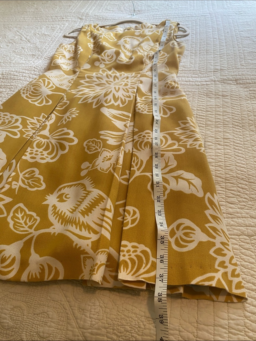 CUSTOM 1950 Yellow Floral Fit & Flare Dress with Satin Slip & Hidden Pockets SzM - Picture 7 of 16